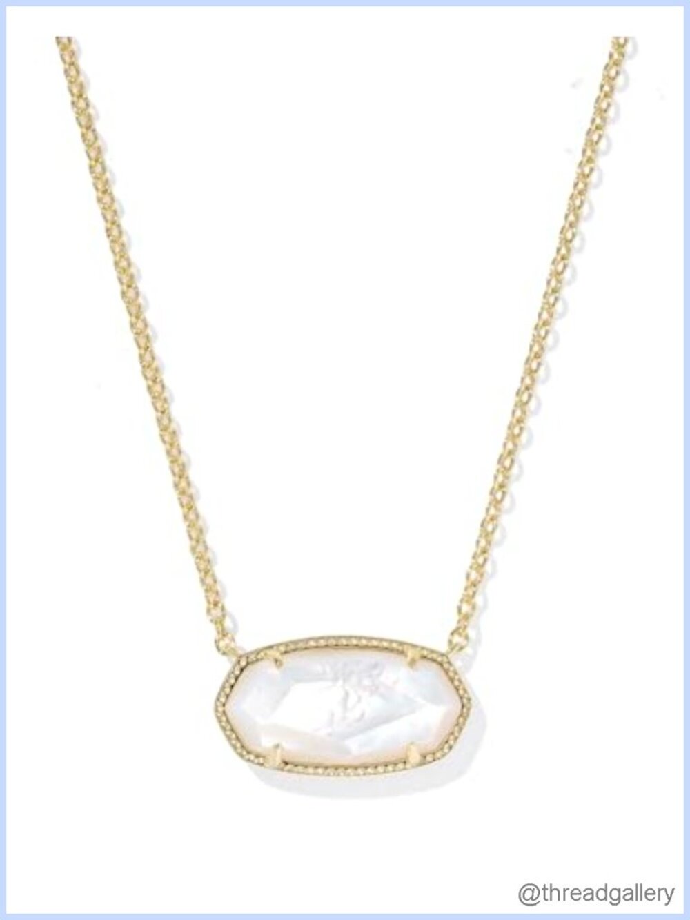 Gold Plated Pendant Necklace with Ivory Mother of Pearl 14.1" Chain